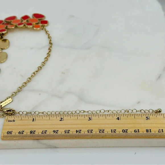 Cookie Lee Signed Necklace Coral and Red Goldtone Adjustable 16” 28” Sta… - Picture 7 of 9